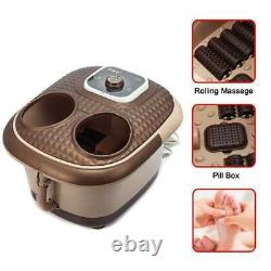 220V Electric Foot Spa Bath Massager with Rolling Vibration Heat Oxygen Bubbles