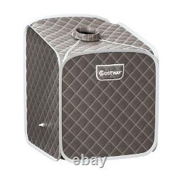 2L Portable Folding Steam Sauna Spa-Gray Color Gray