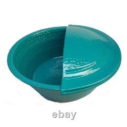 2 Lightweight Turquoise Metal Foot Wash Spa Therapy Pedicure Bowls + 2 Footrests