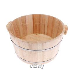 2x Wood Foot Spa Bath Basin Tub Feet Soaking Wash Bucket Lid Stool Barrel