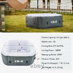 5 Foot Portable Inflatable Square Hot Tub for Sauna Therapeutic Bath Spa Gray