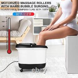 6 IN 1 Electric Foot Massage Pedicure Heat Spa Bath Bubble Motorized Rolling USA
