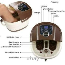 7 Types Foot Spa Bath Massager Stress Relief with Heat Bubbles, Rollers&Timer US