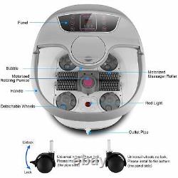 8 Types Foot Spa Bath Massager with Massage Rollers Heat & Bubbles Temp Timer#