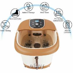 All-In-One Foot Spa Bath Massager Tem/Time Set Heat Bubble Vibration With6 Roller