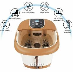 All-In-One Foot Spa Bath Massager Tem/Time Set Heat Bubble Vibration With 6 Roller
