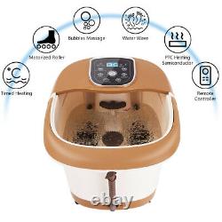 All-in-One Tem/Time Set Heat Bubble Vibration Foot Spa Massager with 6 Rollers