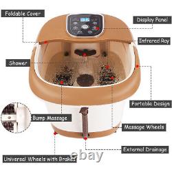 All-in-One Tem/Time Set Heat Bubble Vibration Foot Spa Massager with 6 Rollers