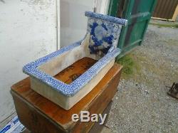 Antique Edo Era Japanese Foot Bath Spa, Blue White Hand Painted China Pottery