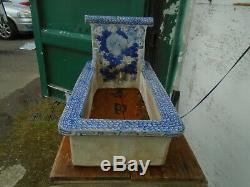 Antique Edo Era Japanese Foot Bath Spa, Blue White Hand Painted China Pottery