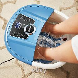 Blue Foot Spa Bath Massager with Massage Rollers Heat and Bubbles Temp Timer