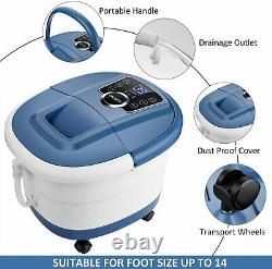 Blue Foot Spa Bath Massager with Massage Rollers Heat and Bubbles Temp Timer NEW