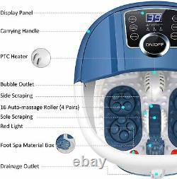 Blue Foot Spa Bath Massager with Massage Rollers Heat and Bubbles Temp Timer NEW