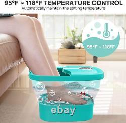 Collapsible Foot Spa Electric Rotary Massage Foot Bath with Heat Bubble Remote