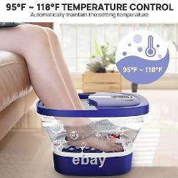 Collapsible Foot Spa Electric Rotary Massage Foot Bath with Heat Bubble Remote