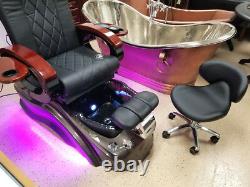 Cream Salon Shiatsu Massage Pedicure Foot Spa Chair Pipeless Gold Tub Basin Tub