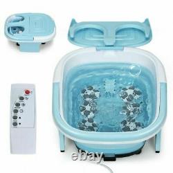 DuraFoldable Foot Spa Bath Motorized Massager withBubble Red Light Timer Heat-Blue