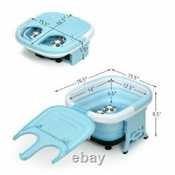 DuraFoldable Foot Spa Bath Motorized Massager withBubble Red Light Timer Heat-Blue