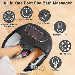 Electric Foot Massage Pedicure Heat Spa Bath Bubbles Motorized Rolling WithTimer