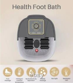 Electric Foot Spa Bath Massager with Heat 12 Rollers Rotating Pedicure Stone for