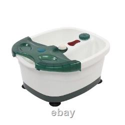 Foot Bath Spa Massager 3 Modes Heat Massage with Bubbles White Green US-Stock