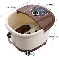 Foot Spa Bath Massager Automatic Massage Rollers Heat Temperature with 4 Wheels