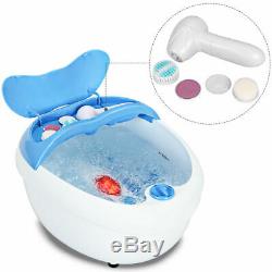 Foot Spa Bath Massager Bubble Vibration Red Light Rollers Handheld Home Cleaner