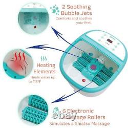 Foot Spa Bath Massager Foot Soaking Tub with Heat 6 x Pressure Node Rollers Bubble