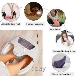 Foot Spa Bath Massager+Heat&Bubble Motorized Rollers Temp&Time Control Relax