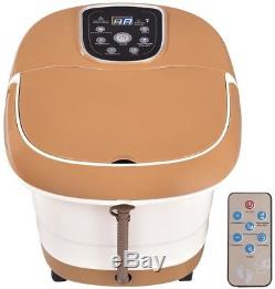 Foot Spa Bath Massager Heating Machine 6 Rollers Digital with Remote Khaki White