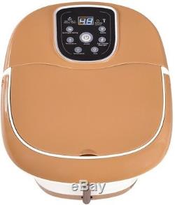 Foot Spa Bath Massager Heating Machine 6 Rollers Digital with Remote Khaki White