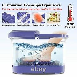 Foot Spa Bath Massager, Pedicure Foot Spa with Heat Bubble and Massage, Purple