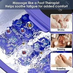 Foot Spa Bath Massager, Pedicure Foot Spa with Heat Bubble and Massage, Purple