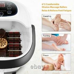 Foot Spa Bath Massager Stress Relief with Heat Bubbles, 8 Maize Roller&Timer