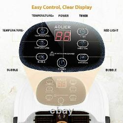Foot Spa Bath Massager Stress Relief with Heat Bubbles, 8 Maize Roller&Timer E h
