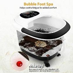 Foot Spa Bath Massager Stress Relief with Heat Bubbles, 8 Maize Roller&Timer E h