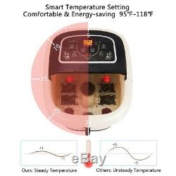 Foot Spa Bath Massager Tem/Time Set Heat Bubble Vibration Water Fall With4 Roller