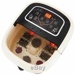 Foot Spa Bath Massager Tem/Time Set Heat Bubble Vibration Water Fall With4 Roller