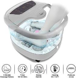 Foot Spa Bath Massager withHeat&Bubble Motorized Rollers Temp&Time Control Relax