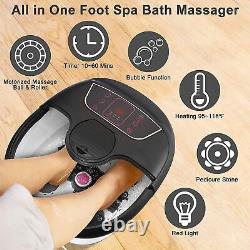 Foot Spa Bath Massager withHeat&Bubble Motorized Rollers Temp&Time Control Relax#