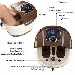 Foot Spa Bath Massager withHeat Bubbles Vibration Massage Rollers Temp Timer SALE