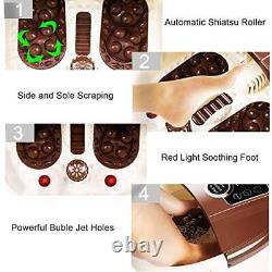 Foot Spa Bath Massager with Heat, 16 Pedicure Spa Motorized Shiatsu Roller Brown