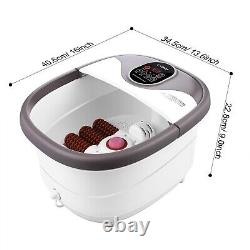 Foot Spa Bath Massager with Heat, Bubble Jets and 6 Electric Long Massage Rol