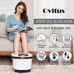 Foot Spa Bath Massager with Heat, Bubble Jets and 8 Removable Long Massage