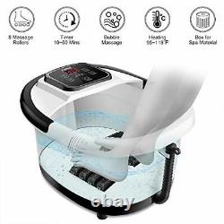 Foot Spa Bath Massager with Heat, Bubble Jets and 8 Removable Long Massage