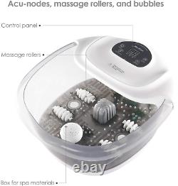 Foot Spa/Bath Massager with Heat Bubbles Vibration 3 in 1 Function, 4 Masssaging