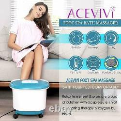 Foot Spa Bath Massager with Heat Bubbles Vibration Massage Rollers Temp Timer +