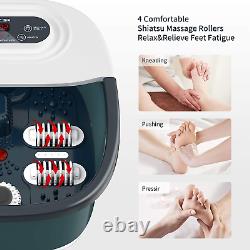 Foot Spa Bath Massager with Heat, Bubbles, Vibration and Red Light, 4 Massage Rol