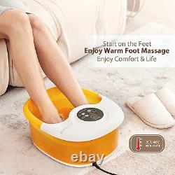 Foot Spa Bath Massager with Heat, Vibration, Bubbles, 14 Shiatsu Massage Plates, Pum
