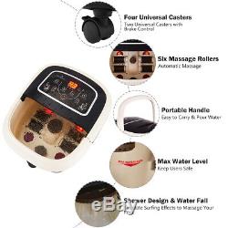 Foot Spa Bath Massager with Heat Vibration Tem/Time Set 4 Roller & Bubble Jets